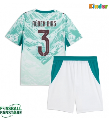 Portugal Ruben Dias #3 Replik Auswärtstrikot Kinder WM 2026 Kurzarm (+ Kurze Hosen)